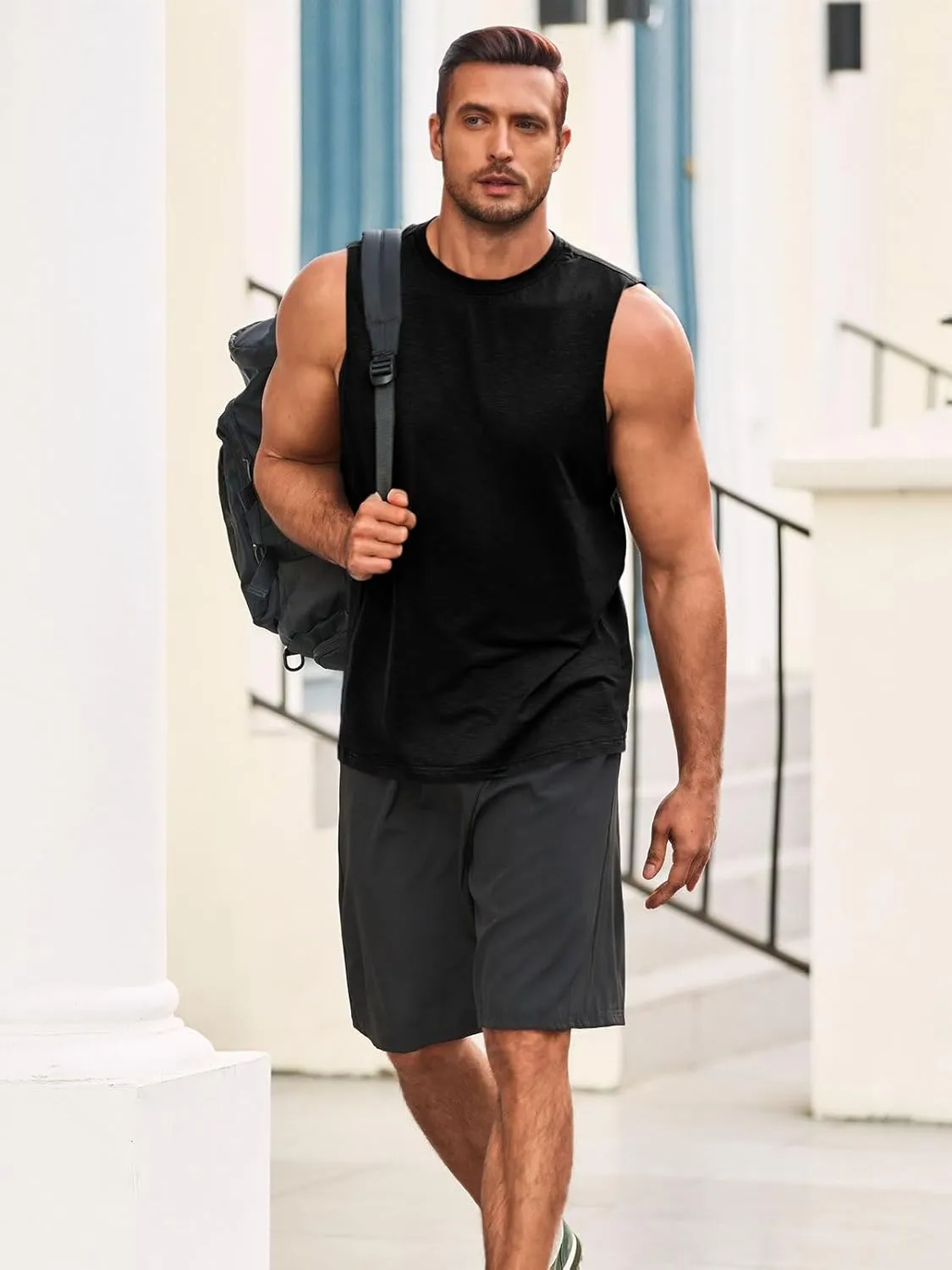 Runcati Mens Sleeveless Tank Tops Workout Athletic Muscle Shirt Casual Summer Beach T Shirts