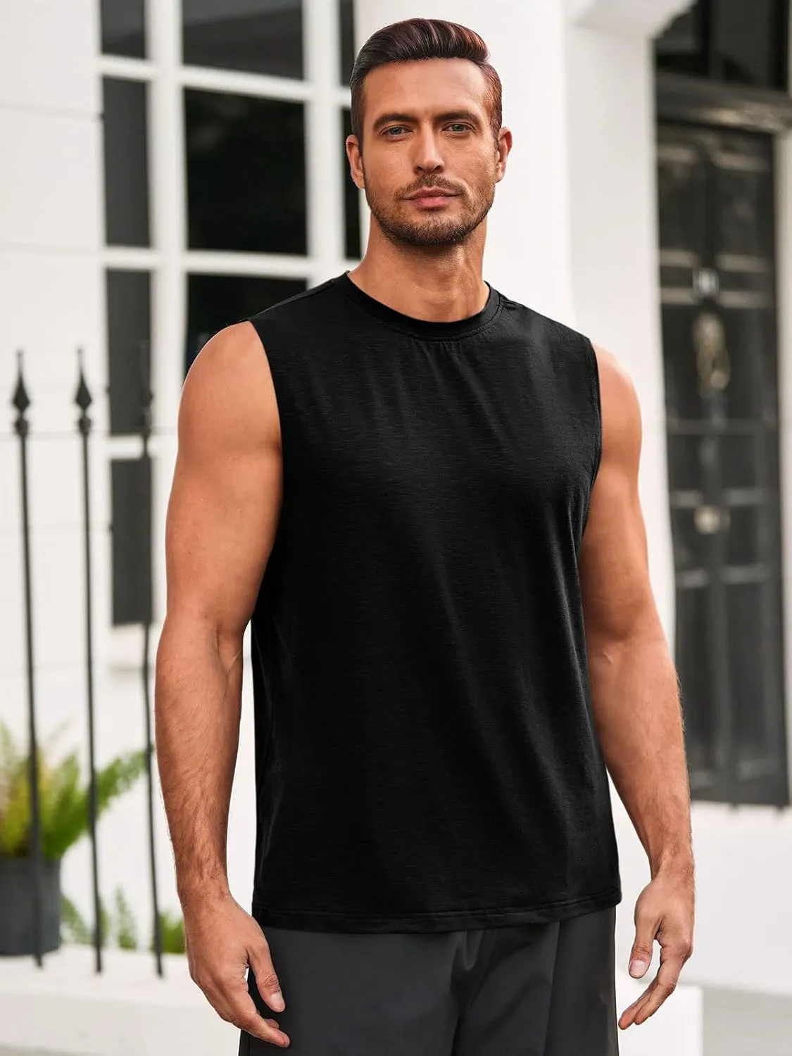 Runcati Mens Sleeveless Tank Tops Workout Athletic Muscle Shirt Casual Summer Beach T Shirts
