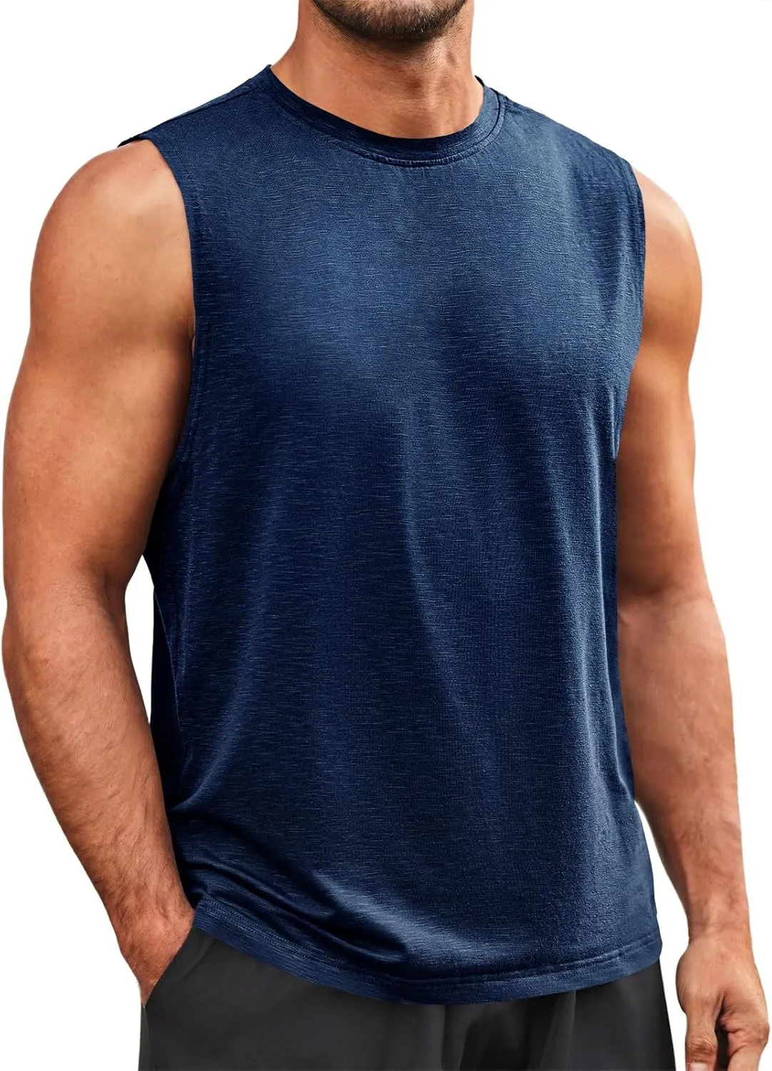 Runcati Mens Sleeveless Tank Tops Workout Athletic Muscle Shirt Casual Summer Beach T Shirts