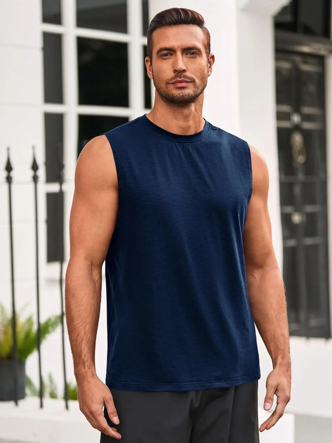 Runcati Mens Sleeveless Tank Tops Workout Athletic Muscle Shirt Casual Summer Beach T Shirts