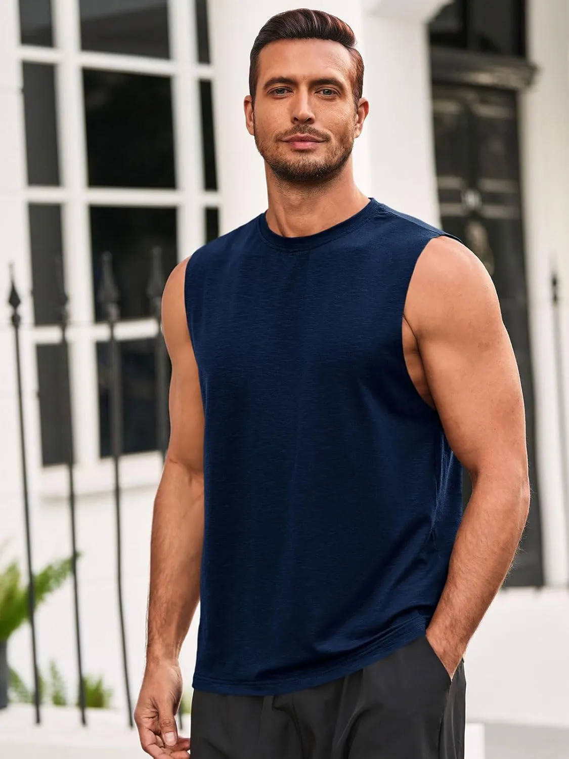 Runcati Mens Sleeveless Tank Tops Workout Athletic Muscle Shirt Casual Summer Beach T Shirts