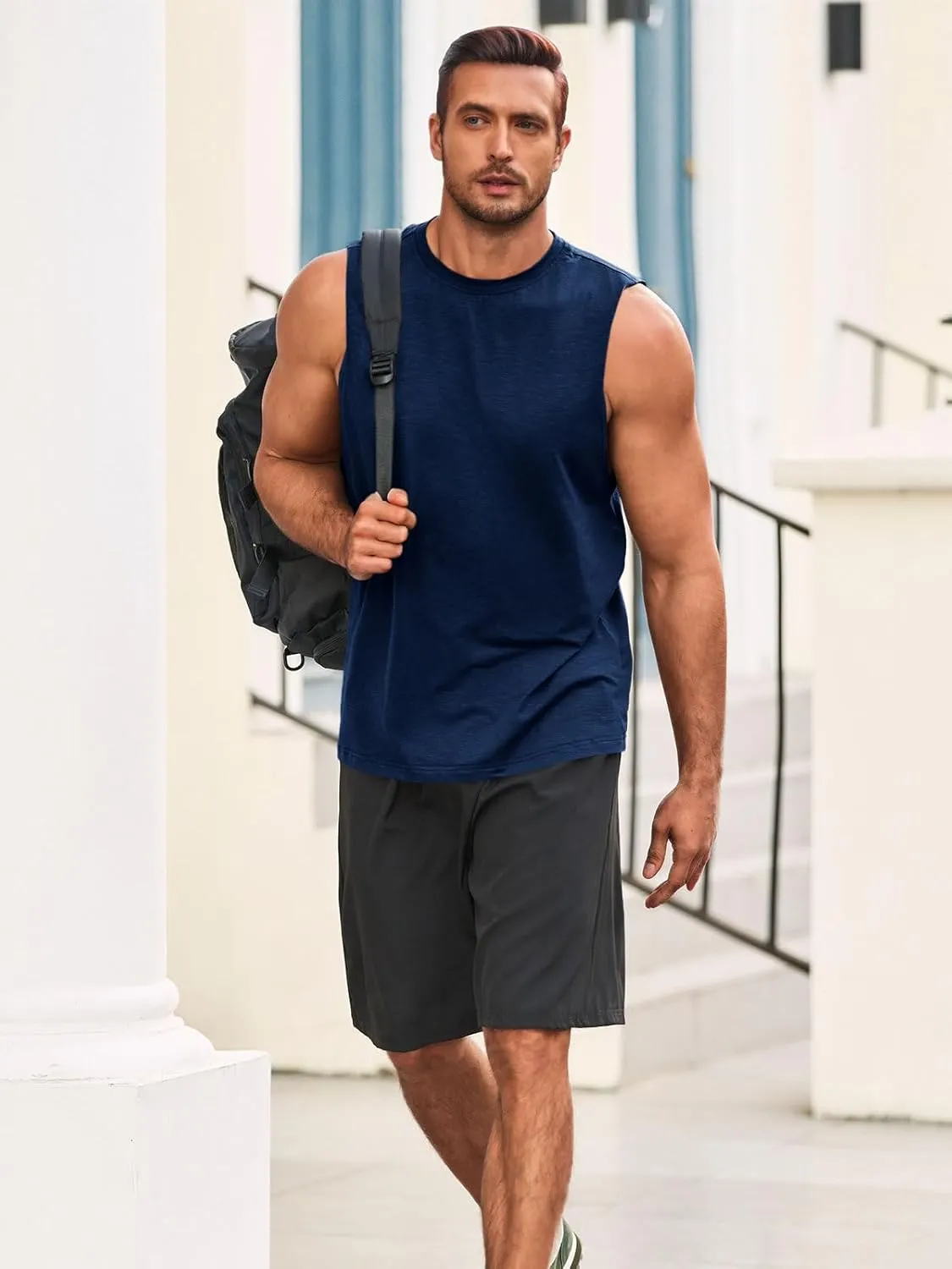 Runcati Mens Sleeveless Tank Tops Workout Athletic Muscle Shirt Casual Summer Beach T Shirts
