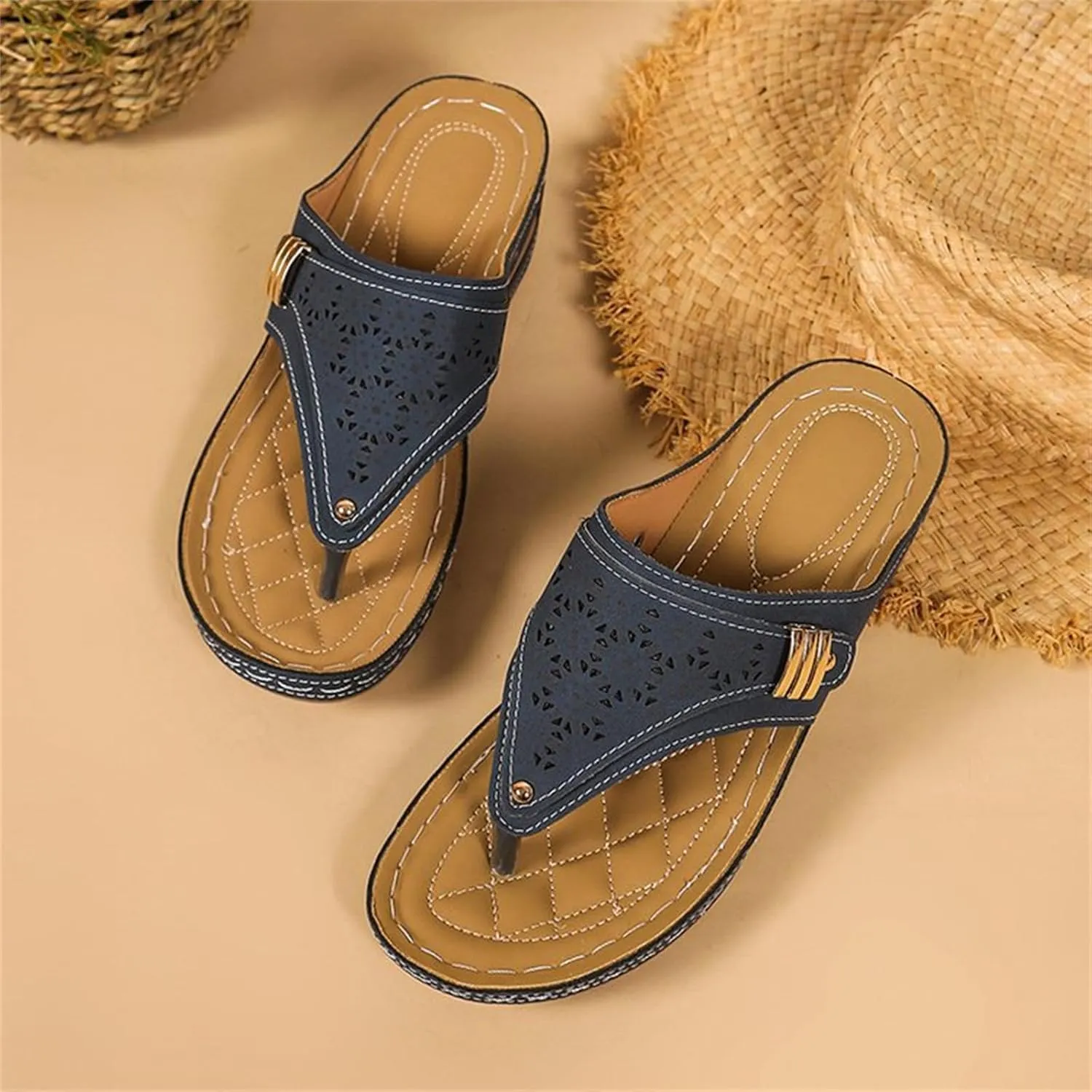 Sandals Women Dressy Summer Flat Cute Casual Beach Shoes Comfortable Orthopedic Slippers Orthotic Thong Flip Flops