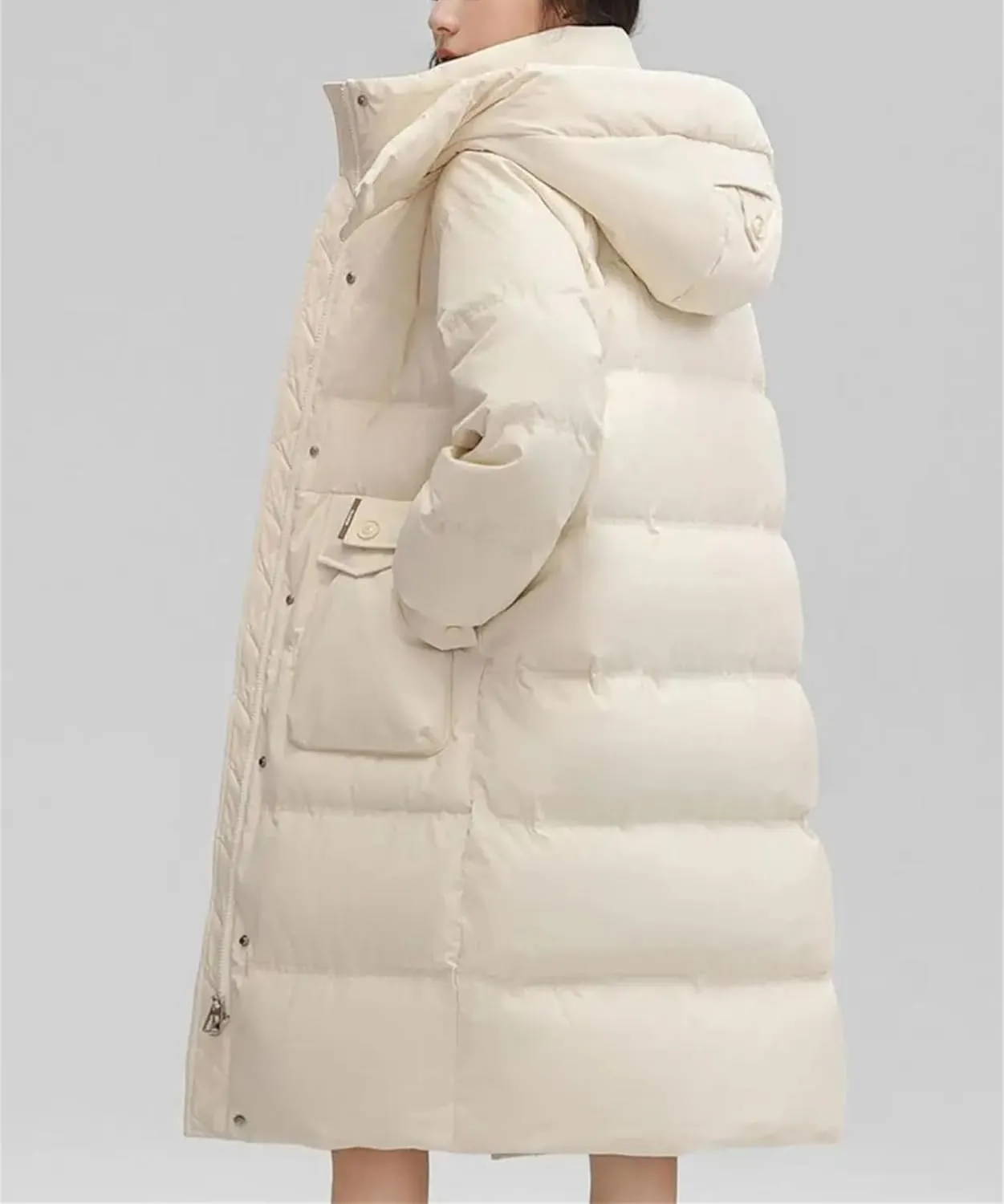 SaoBiiu Women Down Coat Winter Long Female Puffer Jacket Hooded Windproof Thick Parka Overcoat