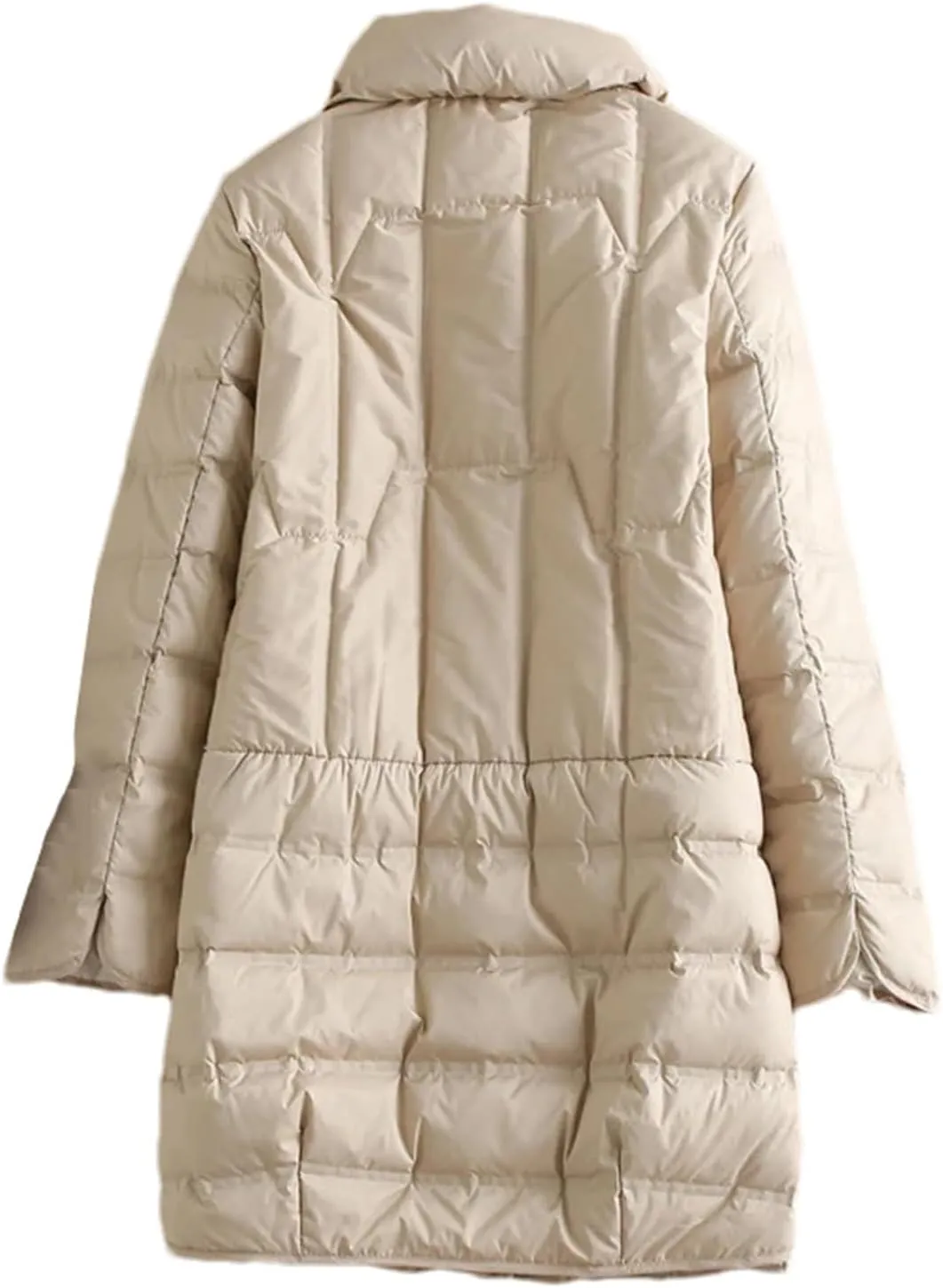 SaoBiiu Women Down Jacket Ultra Light Puffer Coat Winter Stand Collar Casual Long Puffer Jacket