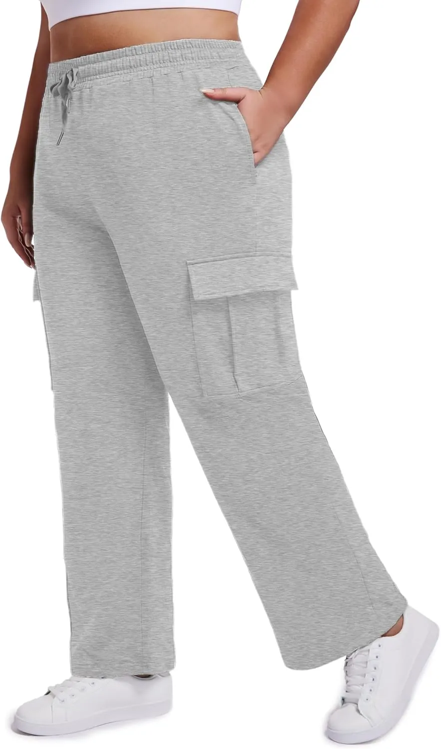SEKINO Women's Plus Size Cargo Sweatpants Casual Wide Straight Leg Pants Drawstring High Waisted Joggers Pants