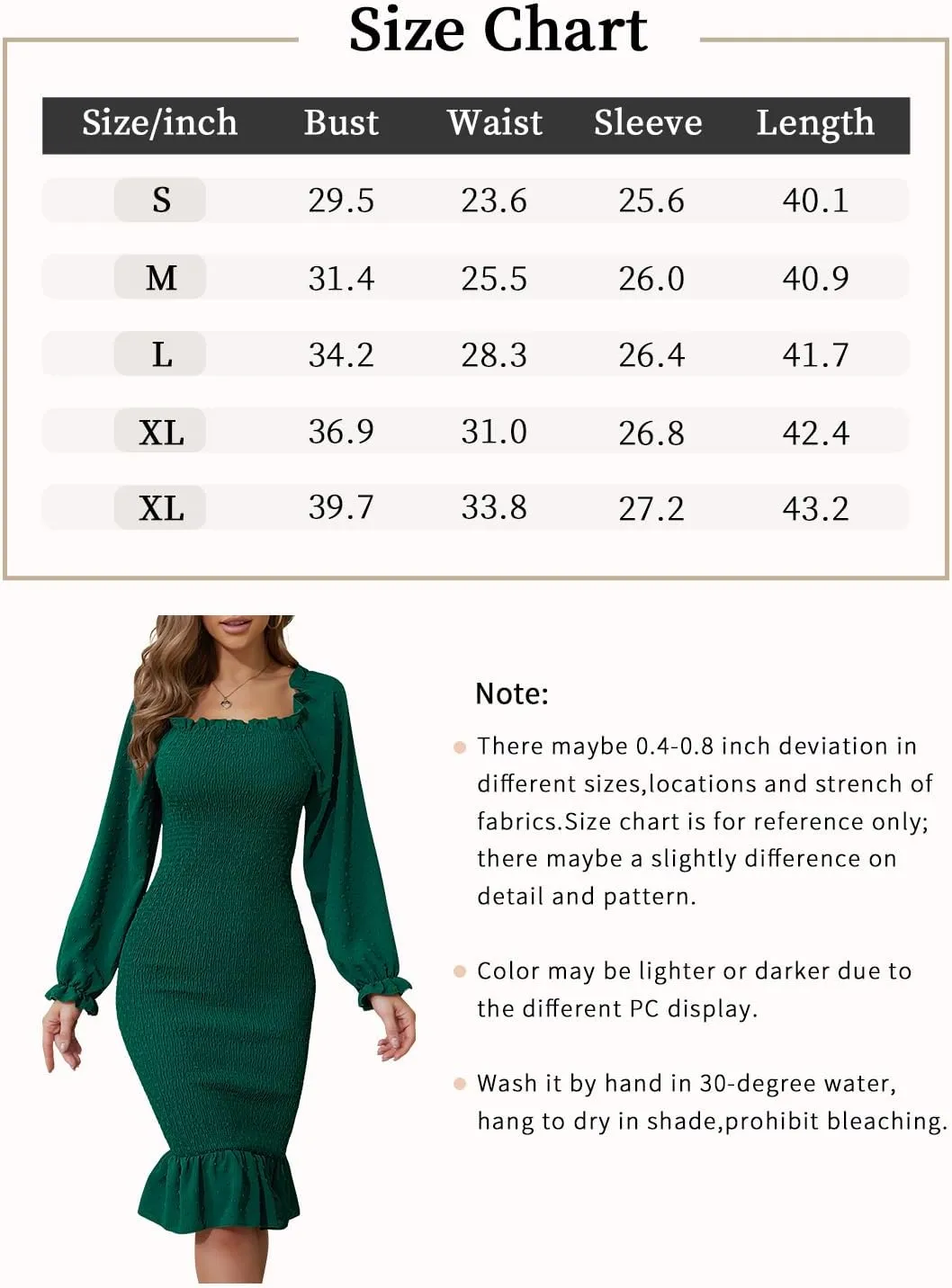 SENFURE Women's Long Sleeve Square Neck Midi Maternity Dresses Ruffle Smocked Bodycon Mermaid Cocktail Dress for Spring