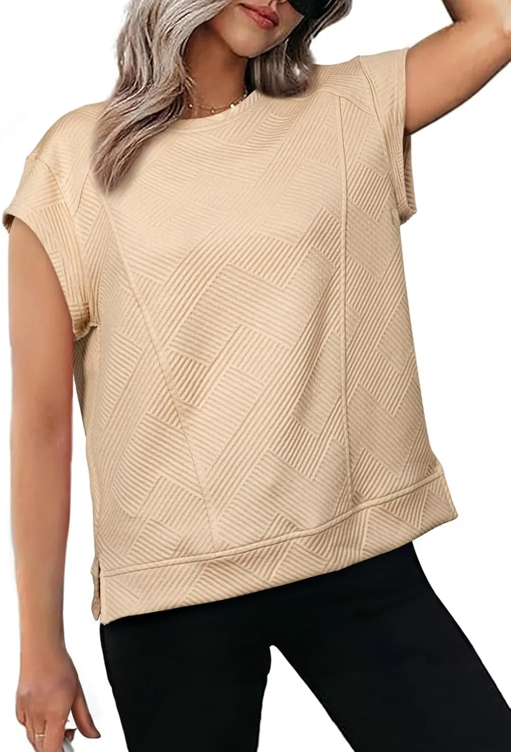 SHEWIN Oversized T Shirts for Women Crewneck Short Sleeve Casual Summer Tops Tees