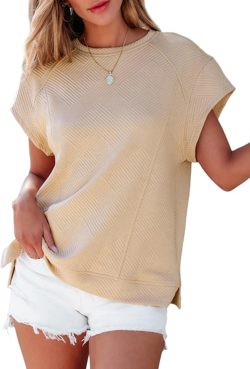SHEWIN Oversized T Shirts for Women Crewneck Short Sleeve Casual Summer Tops Tees