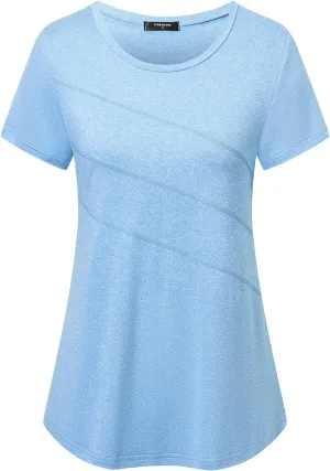 Short Sleeve Workout Tops for Women Crewneck Exercise Running Yoga Shirts