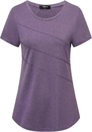 Short Sleeve Workout Tops for Women Crewneck Exercise Running Yoga Shirts