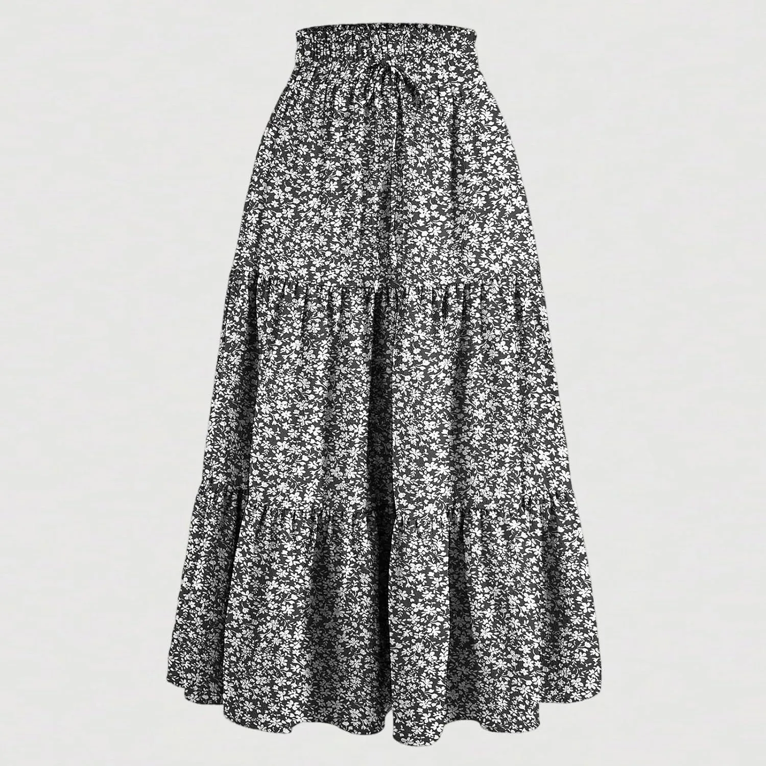 Skirts for Women 2025 Boho Floral Maxi Skirt Elastic High Waist Pleated Flowy A Line Beach Long Skirts