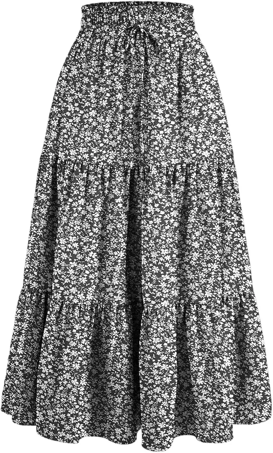 Skirts for Women 2025 Boho Floral Maxi Skirt Elastic High Waist Pleated Flowy A Line Beach Long Skirts