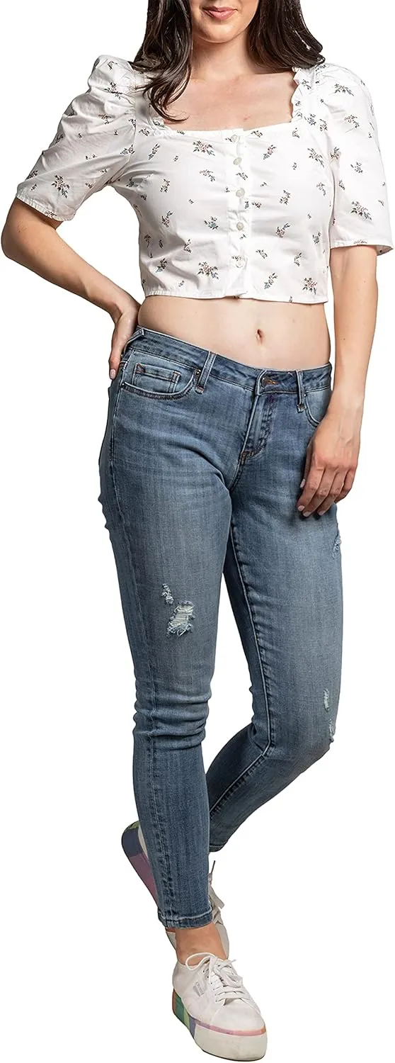 Standards & Practices Women's Stretch Blue Whisker Wash Boyfriend Premium Jeans