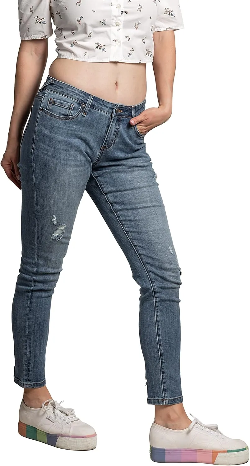 Standards & Practices Women's Stretch Blue Whisker Wash Boyfriend Premium Jeans