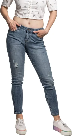 Standards & Practices Women's Stretch Blue Whisker Wash Boyfriend Premium Jeans