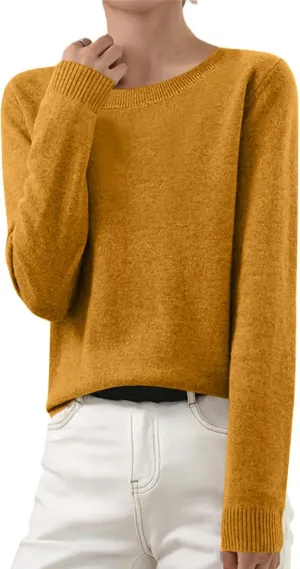 Sweaters for Women Trendy Crewneck Knit Long Sleeve Sweater Loose Fit Casual Solid Warm Soft Pullover Winter Tops