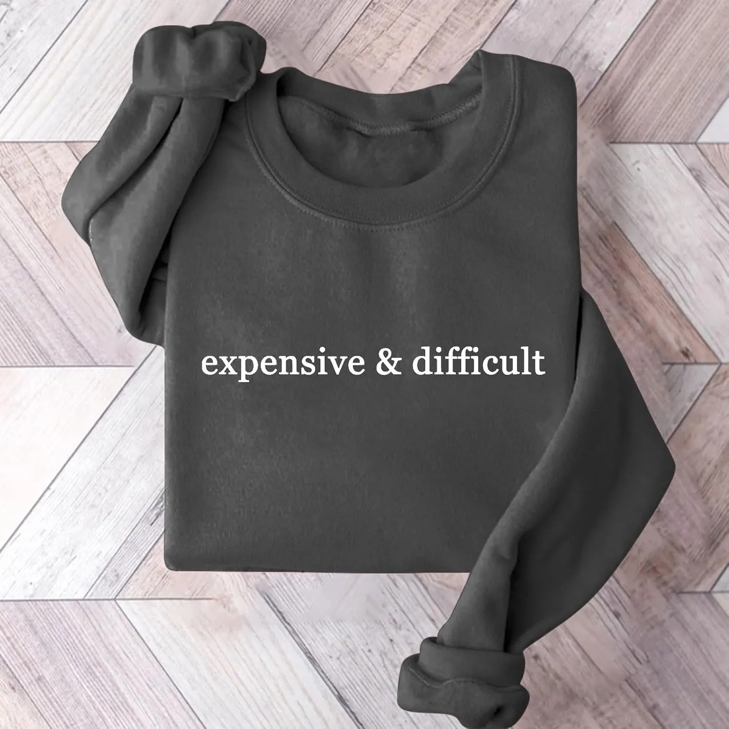 Sweatshirts for Women Funny Expensive and Difficult Graphic Pullover Sweaters Casual Long Sleeve Crew Neck Shirts