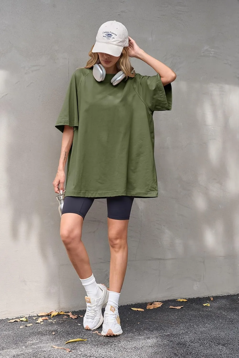Tankaneo Womens Oversized Tshirts Crew Neck Short Raglan Sleeve Tunic Tops Summer Casual Loose Fit Workout Tee Shirts