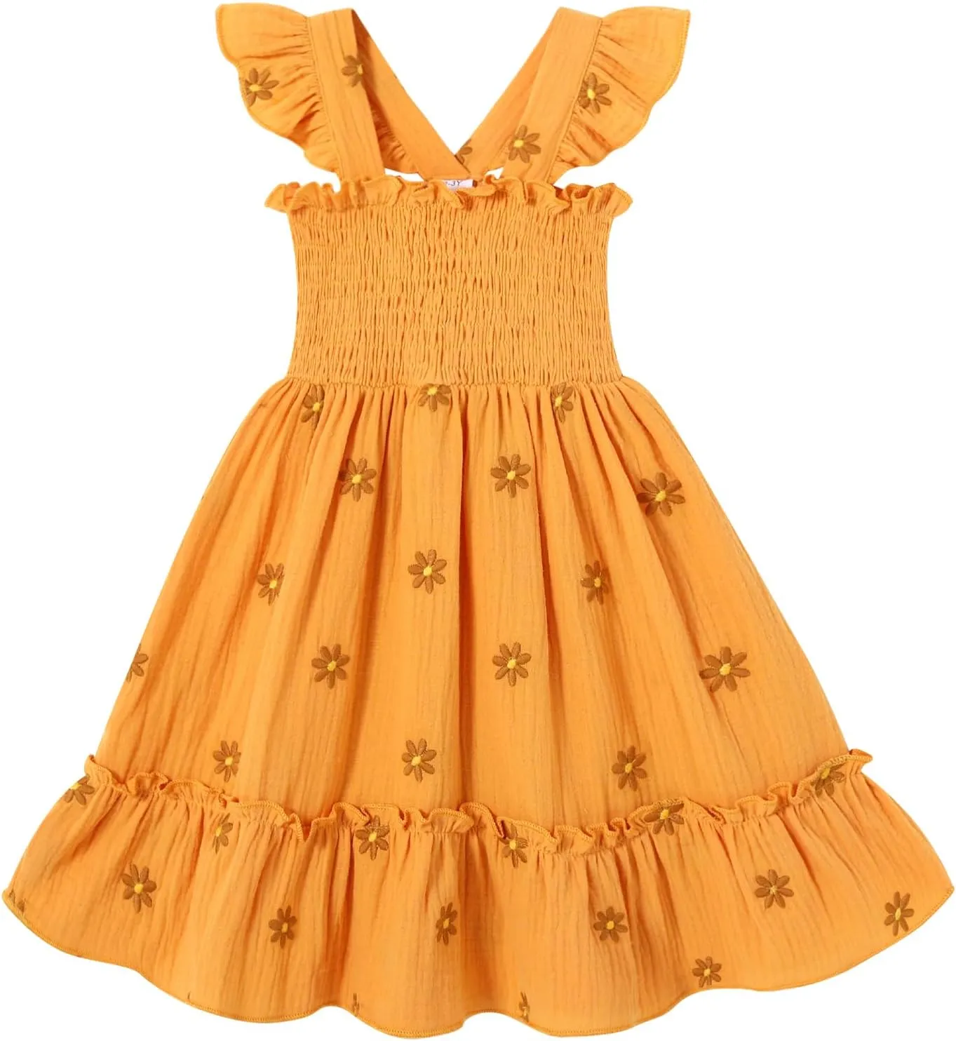Toddler Baby Girls Dress Floral Embroidered Boho Sleeveless Beach Butterfly Sundress