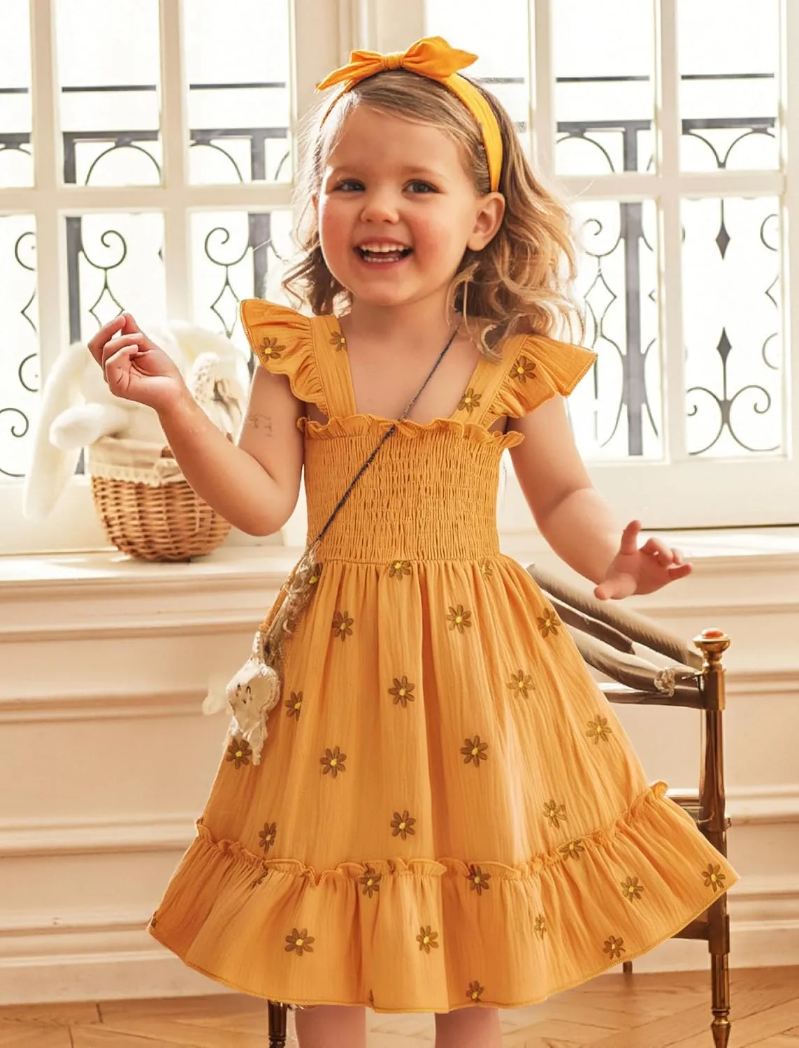 Toddler Baby Girls Dress Floral Embroidered Boho Sleeveless Beach Butterfly Sundress
