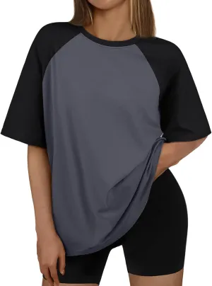 Trendy Queen Oversized Short Sleeve T Shirts for Women Workout Casual Summer Tops Loose Fit Cute Basic Tees