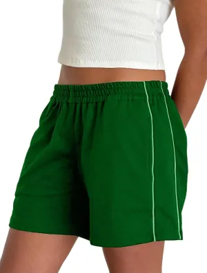 UAURORAO Women Striped Athletic Shorts Elastic Waist Side Stripe Casual Shorts Loose Patchwork Workout Sweat Shorts