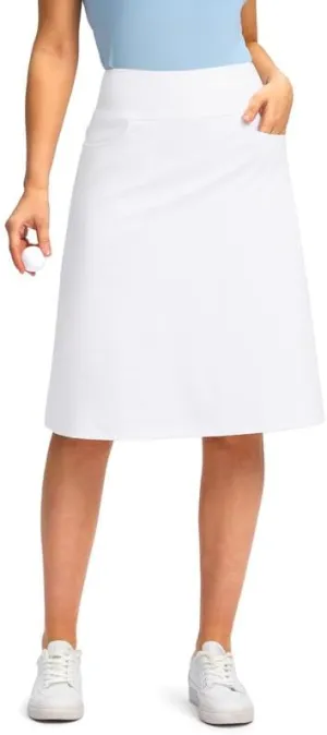 Viodia 25" Knee Length Skorts Skirts for Women with Zipper Pockets Stretchy Modest Aline Midi Skort for Casual Summer Travel