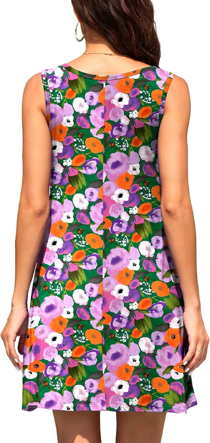 WEACZZY Women Summer Casual Swing T Shirt Dresses Beach Cover up Loose Dress