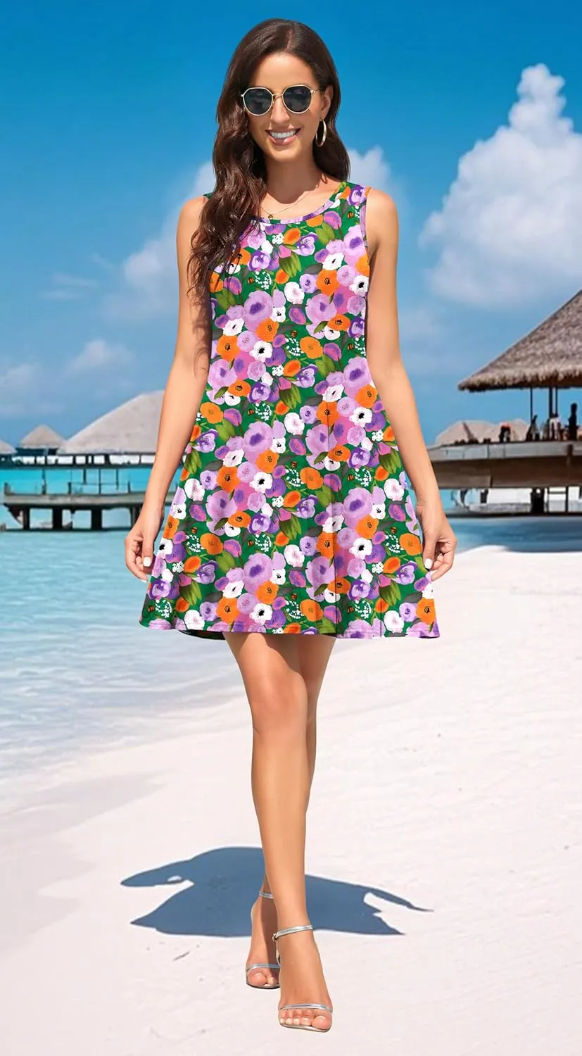 WEACZZY Women Summer Casual Swing T Shirt Dresses Beach Cover up Loose Dress