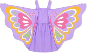 WELAKEN Kid Girls Butterfly Wings Dress - Toddler Cotton Sleeveless Fairy Sundress with Pockets