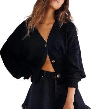 Women Knitted Cardigan Sweaters Long Sleeve Button Down Ribbed Knit Sweater Tops Y2k Cropped Cardigans Streetwear