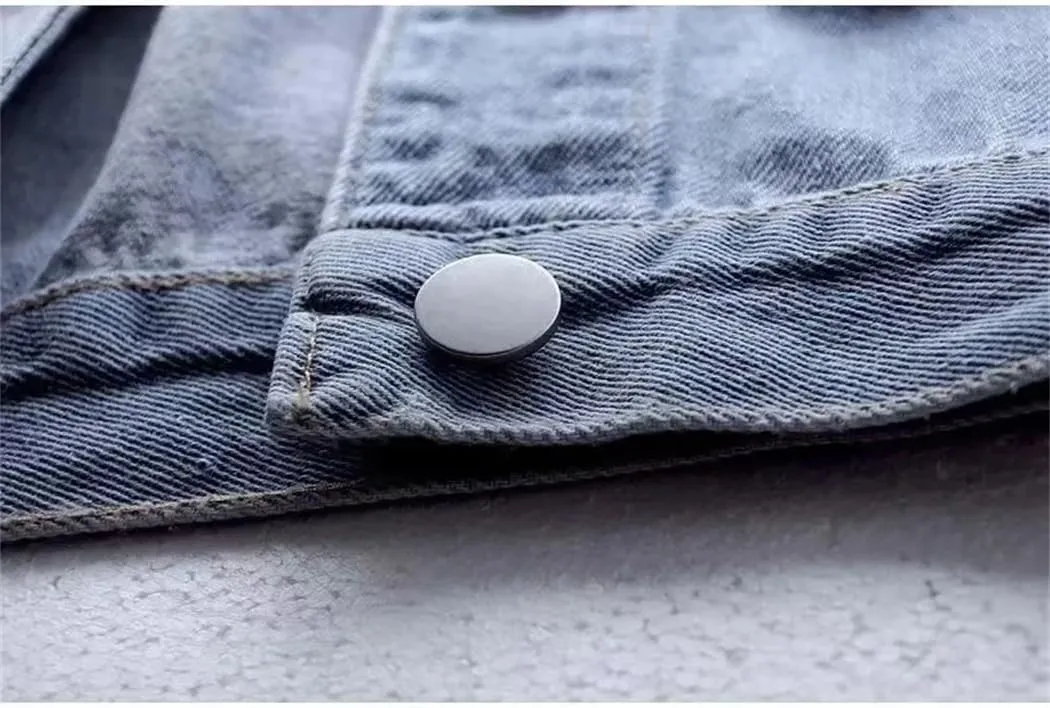 Women Long Sleeve Cropped Denim Jacket Wash Short Jean Jacket Trucker Loose Fit Coat