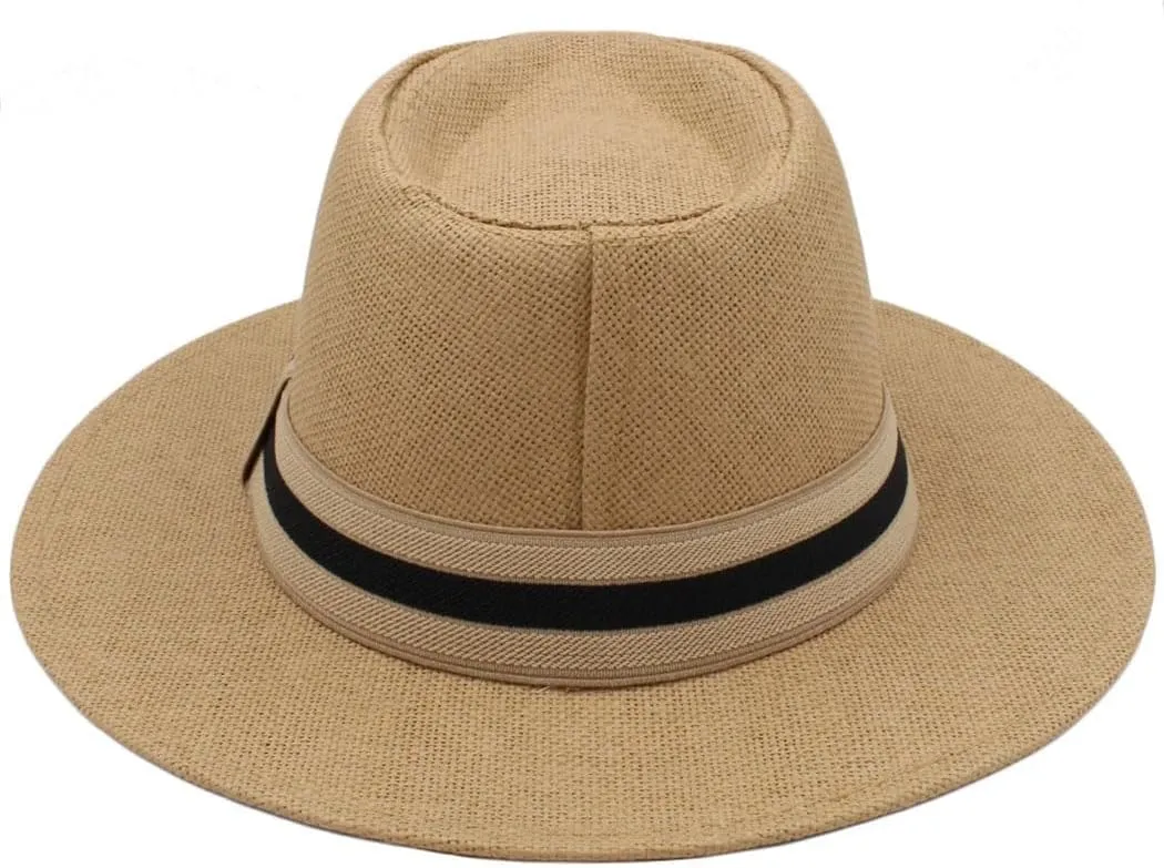 Women Men Straw Panama Hats Summer Wide Brim Fedora Outdoor Beach Travel Casual Sun Hat