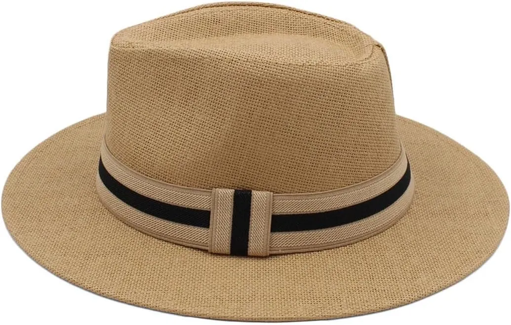 Women Men Straw Panama Hats Summer Wide Brim Fedora Outdoor Beach Travel Casual Sun Hat