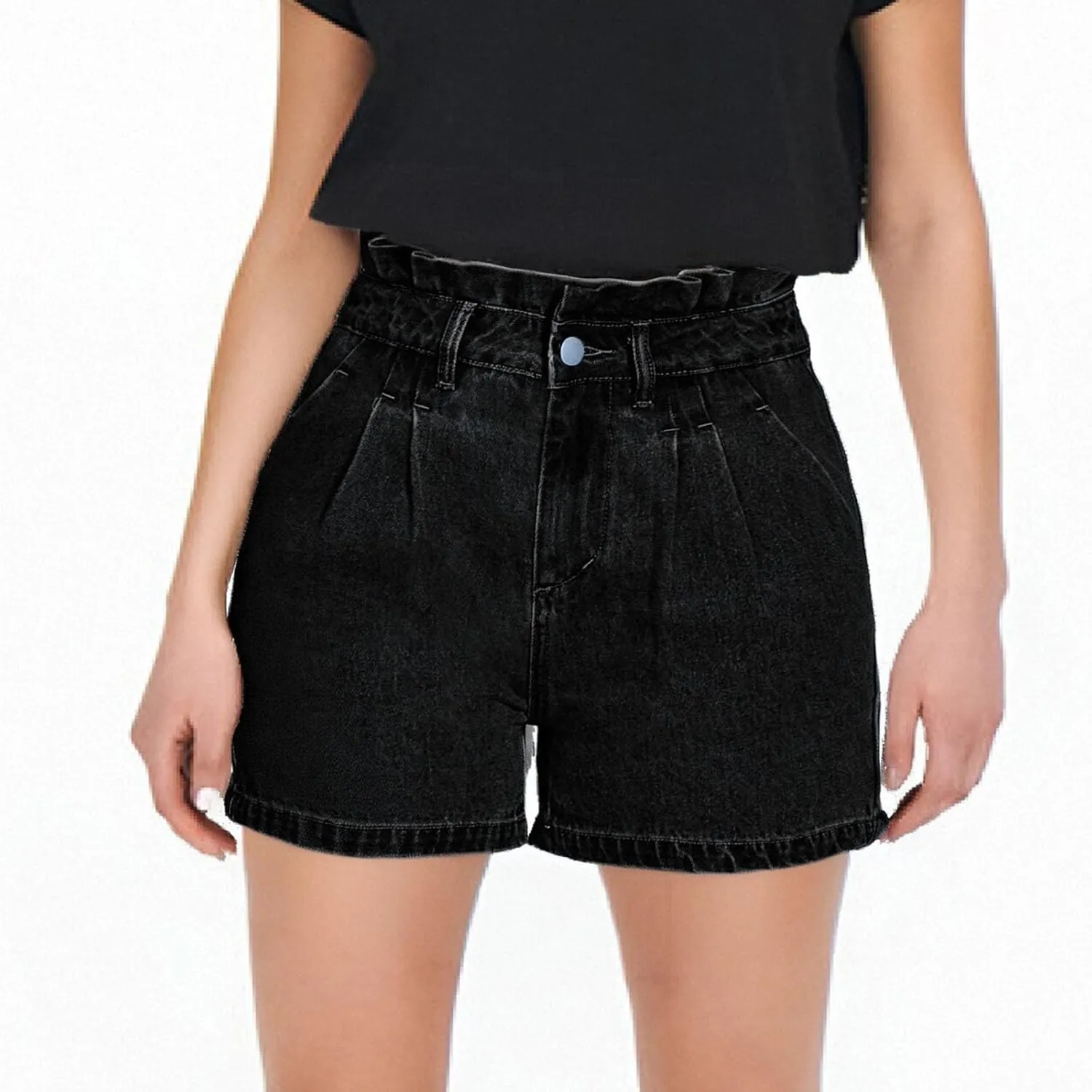 Women Plus Size Jean Shorts Sexy Stretchy High Waisted Frayed Raw Hem Denim Shorts Plus Size Sexy Jean