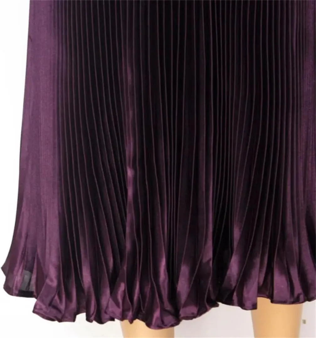 Women Satin Pleated Skirt Evening Party Vintage Fishtail Long Skirt Harajuku Casual Solid Skirts