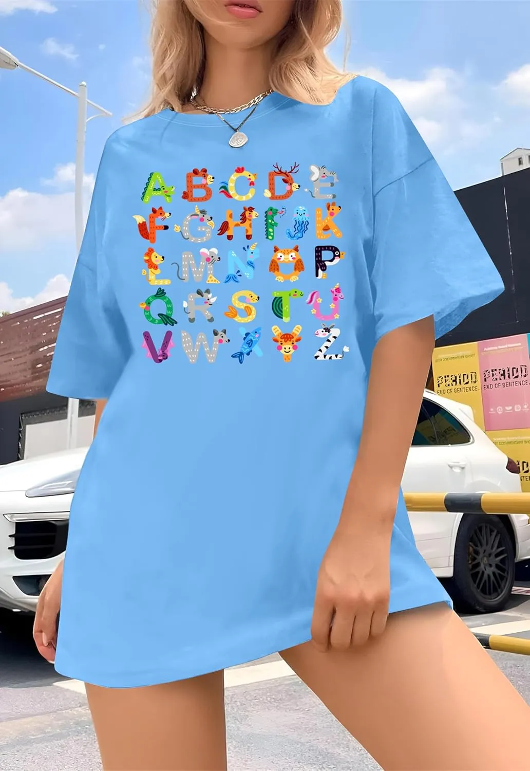Women Teacher Shirts: ABCD Graphic Teacher Tshirt Oversized Teacher Gift Tees Teach Short Sleeve Tops