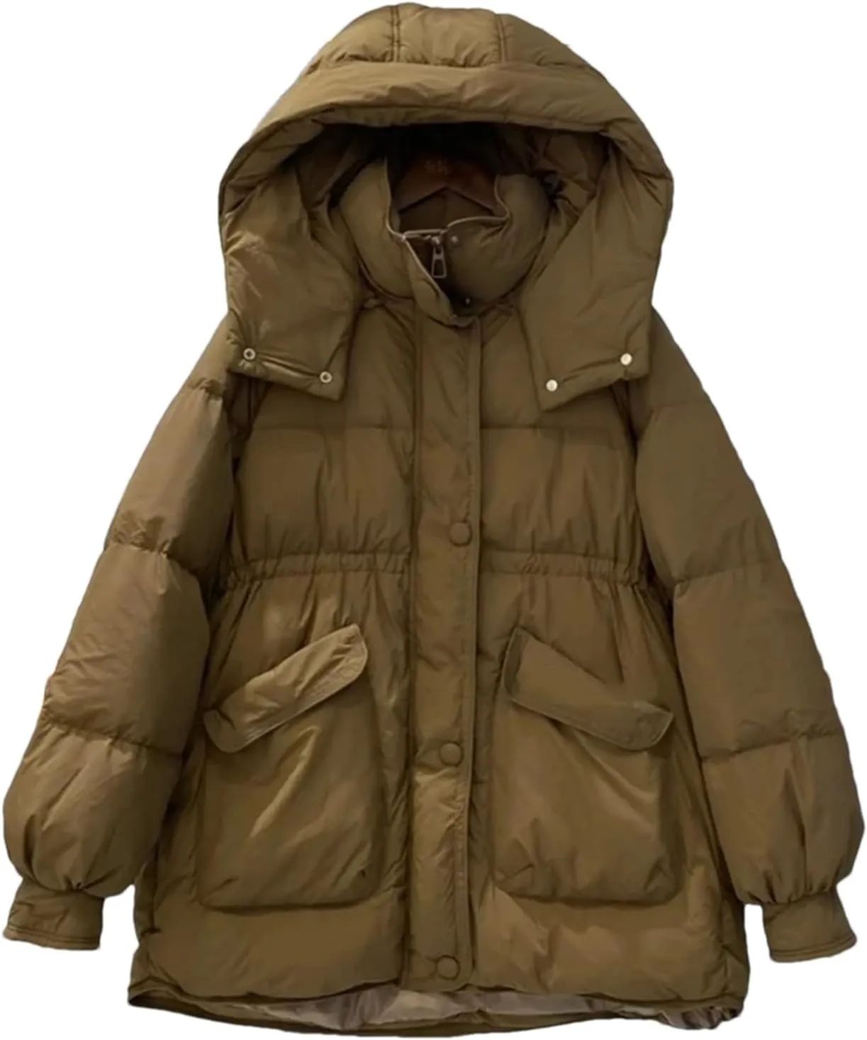 Women Winter Coats Hooded Down Jacket Mid-Length Parkas Fashion Down Puffer Coat