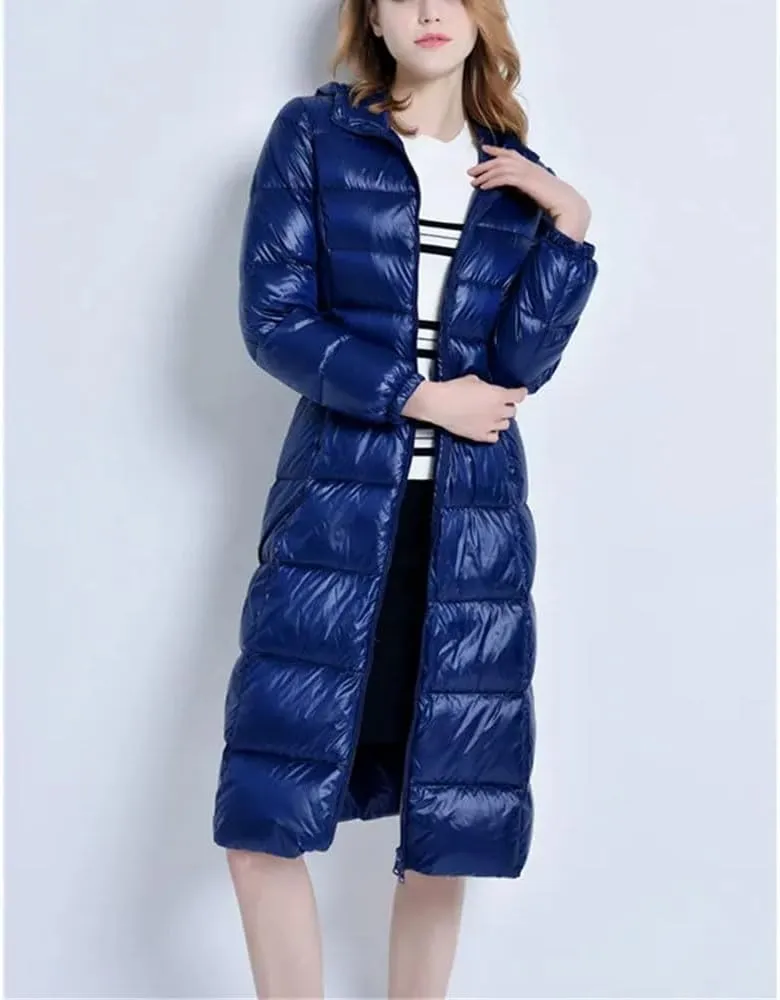 Women Winter Long Hooded Down Jacket Warm Thick Down Coat Parkas Slim Puffer Outerwear