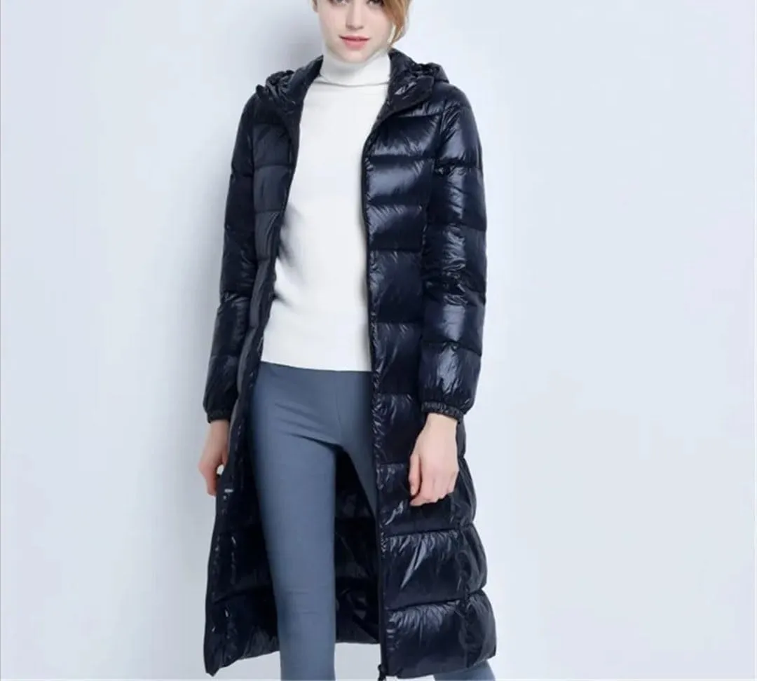 Women Winter Long Hooded Down Jacket Warm Thick Down Coat Parkas Slim Puffer Outerwear