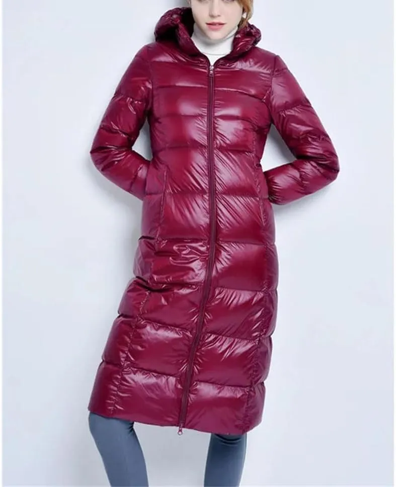 Women Winter Long Hooded Down Jacket Warm Thick Down Coat Parkas Slim Puffer Outerwear