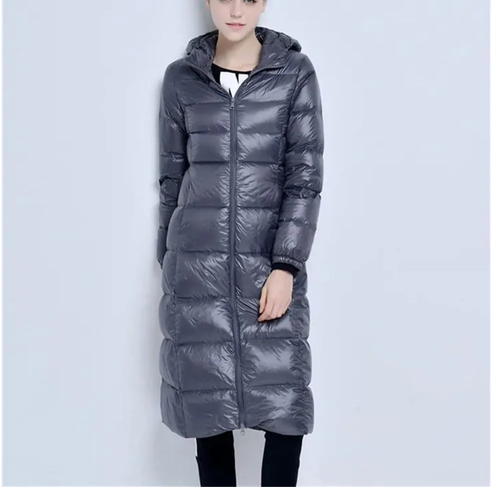 Women Winter Long Hooded Down Jacket Warm Thick Down Coat Parkas Slim Puffer Outerwear