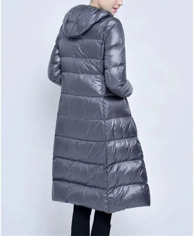 Women Winter Long Hooded Down Jacket Warm Thick Down Coat Parkas Slim Puffer Outerwear