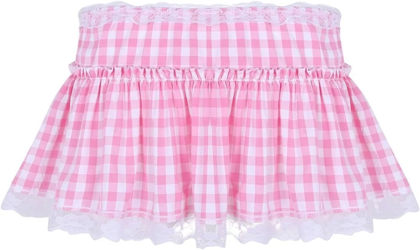 Women Y2k Lace Hem Mini Skirts Low Waist A Line Short Skirts Fairy Pleated Micro Skirt Gingham Party Skirts