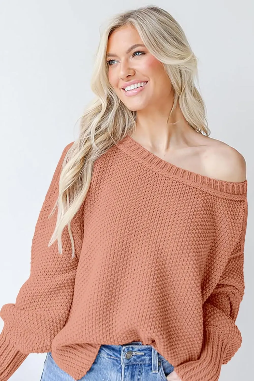 Women's 2024 Crewneck Long Sleeve Loose Oversized Chunky Knitted Pullover Sweater Jumper Tops