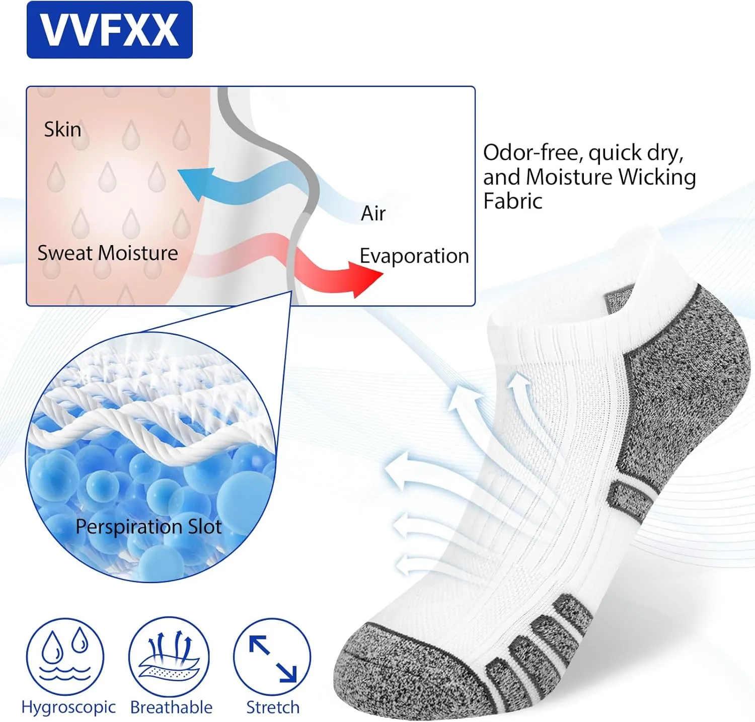 Women's Ankle Athletic Moisture Wicking Socks Running Short Thick Breathable Cushioned Low Cut Tab Sports Socks 6 Pairs