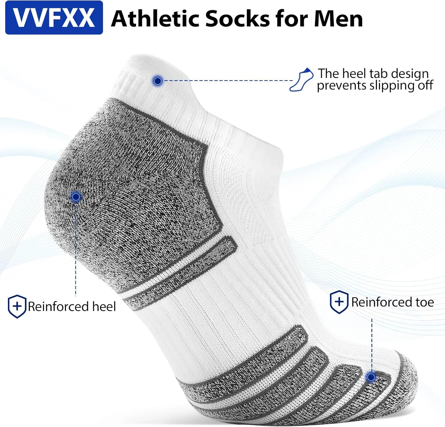 Women's Ankle Athletic Moisture Wicking Socks Running Short Thick Breathable Cushioned Low Cut Tab Sports Socks 6 Pairs