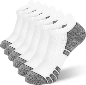 Women's Ankle Athletic Moisture Wicking Socks Running Short Thick Breathable Cushioned Low Cut Tab Sports Socks 6 Pairs