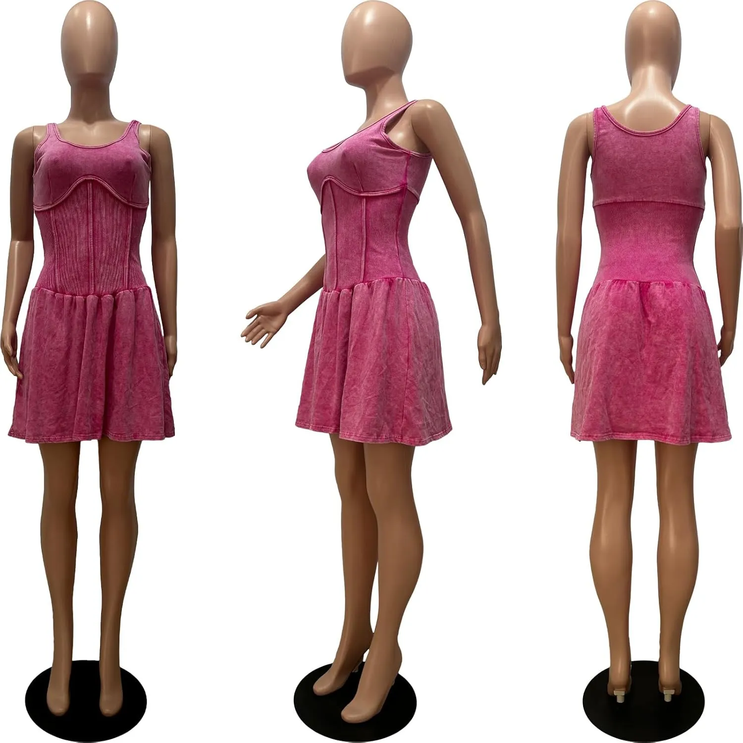 Women's Backless Flare Halter Short Dress Sleeveless A Line Mini Bodycon Dresses